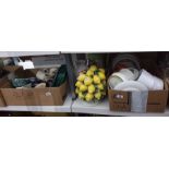 Large quantity of assorted ceramics including vases, plates, a ceramic model of lemons, green