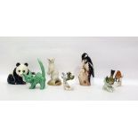 Beswick model of a panda, Goebel model of woodpecker on branch and further decorative models of