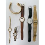 Lady's Sekonda wristwatch in yellow metal bracelet form and various further wristwatches to