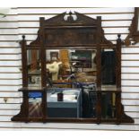 19th century overmantel mirror in a painted rosewood-effect finish, 86cm x 96.5cm
