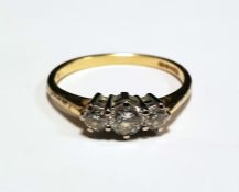 18ct gold three-stone diamond ring