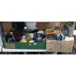 Quantity of assorted ceramics, glassware, metalware, framed print, etc (2 boxes)