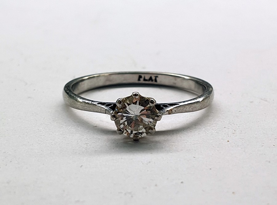 Platinum solitaire diamond ring