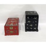 Two modern Chinese lacquered and mother-of-pearl inlaid boxes (2)