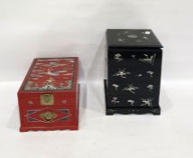 Two modern Chinese lacquered and mother-of-pearl inlaid boxes (2)