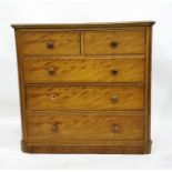 Late 19th/early 20th century satin walnut chest of two short and three long drawers, to plinth base,