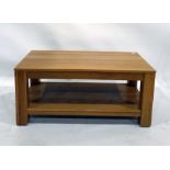 20th century oak two-tier rectangular coffee table on square section supports, 100cm x 44.5cm