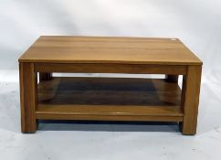 20th century oak two-tier rectangular coffee table on square section supports, 100cm x 44.5cm