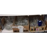 Large quantity of assorted glass including wines, flutes, water jugs, fruit bowls, vases, etc (3