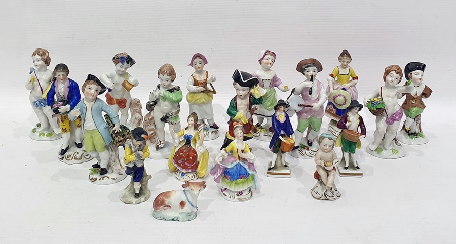 Quantity of porcelain pastoral figures of cherubs, etc