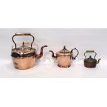 Three assorted copper kettles