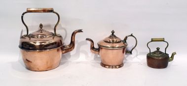 Three assorted copper kettles