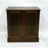 19th century mahogany cupboard, the rectangular top with moulded edge, above two cupboard doors