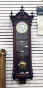 19th century style mahogany cased Vienna regulator wall clock with enamel dial and roman numerals,
