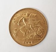 Gold half sovereign dated 1907