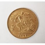Gold half sovereign dated 1907