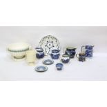 Quantity of Wedgwood ceramics to include fallow deer printed jug, other blue and white, pedestal
