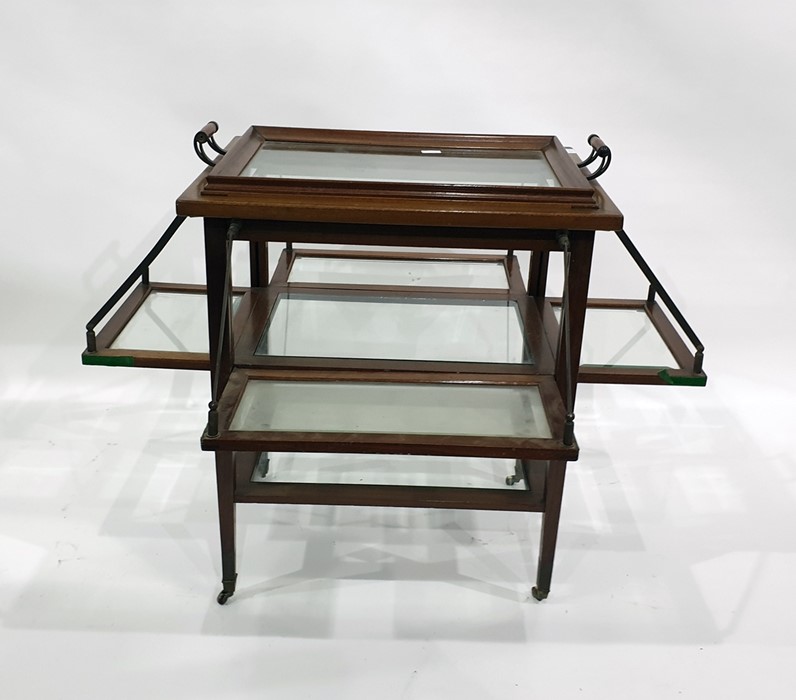 Late 19th/early 20th century tray-top trolley with four fold-out sides to the body, above an