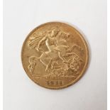 Gold half sovereign dated 1911