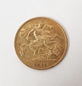 Gold half sovereign dated 1911