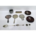 Georgian London silver tablespoon, assorted dressing table mirrors (some with silver backs), two