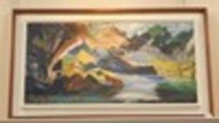 Oil on board "Woodland Stream", signed lower left, inscribed verso, bears The Royal Institute of Oil
