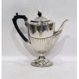 Silver hot water jug by Elkington & Co Ltd, Birmingham 1897, of half-fluted urn design, approx 22oz