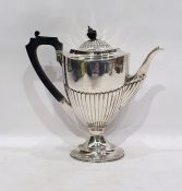 Silver hot water jug by Elkington & Co Ltd, Birmingham 1897, of half-fluted urn design, approx 22oz