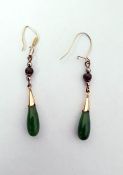 Pair of jade drop earrings