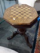 Octagonal topped inlaid chessboard table