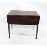 19th century mahogany pembroke table with drop leaves and single drawer, above square section