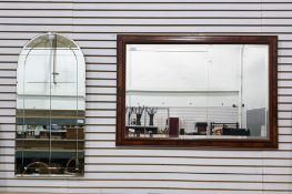 Arched top frameless wall mirror and a rectangular mirror (2)