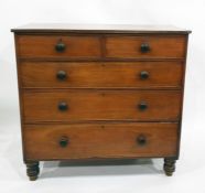 19th century mahogany chest of two short over three long drawers, the rectangular top with applied