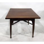 Pair of oak square top tables, on square tapering legs, with cross stretchers, 90cms