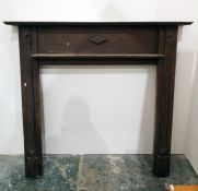 Old oak fire surround with mantelpiece, width 137cms