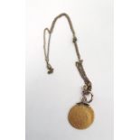 George III 1791 spade guinea style pendant, mounted, with microchain