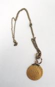 George III 1791 spade guinea style pendant, mounted, with microchain