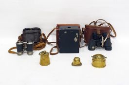 Pair of Delacroix 8x40 binoculars, a further pair of binoculars, a box camera and a small quantity