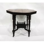 19th century octagonal centre table on turned supports with galleried undertier