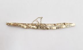 14k gold bracelet in the form of rectangular and Greek key links, 6g,