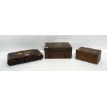 19th century parquetry inlaid walnut sewing box, a 20th century marquetry inlaid walnut musical