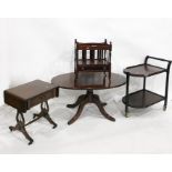 20th century mahogany sofa coffee table with lyre end supports united by stretcher, a 20th century