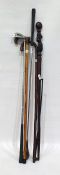 Small selection of walking sticks and golfing clubs