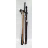 Small selection of walking sticks and golfing clubs