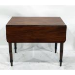 19th century mahogany pembroke table on turned supports and peg feet, 87cm