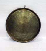 Late 19th/early 20th century brass Benares style tray decorated with assorted animals and gods, 48cm