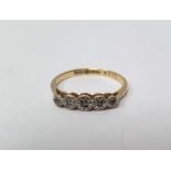 18ct gold and five-stone diamond ring, illusory set five graduated small stones, approx 2.3g