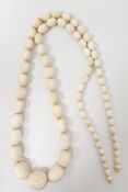 Early 20th century ivory graduated bead necklace, provenance from the vendor's grandmother who lived