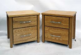 Pair of 20th century oak bedside chests of two drawers (2)