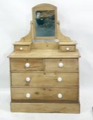 Late 19th century pine dressing chest with single swing mirror, drawered superstructure above two